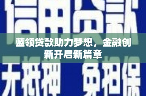 且末蓝领贷款助力梦想，金融创新开启新篇章