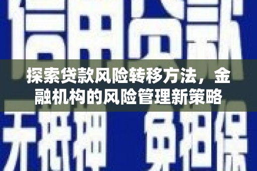 且末探索贷款风险转移方法，金融机构的风险管理新策略