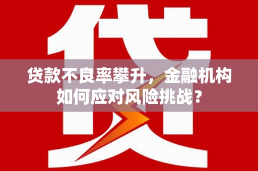 且末贷款不良率攀升，金融机构如何应对风险挑战？