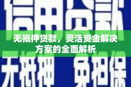 且末无抵押贷款，灵活资金解决方案的全面解析