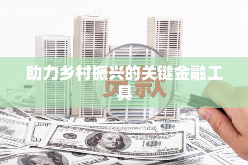 且末助力乡村振兴的关键金融工具