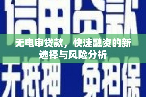且末无电审贷款，快速融资的新选择与风险分析