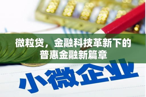 且末微粒贷，金融科技革新下的普惠金融新篇章