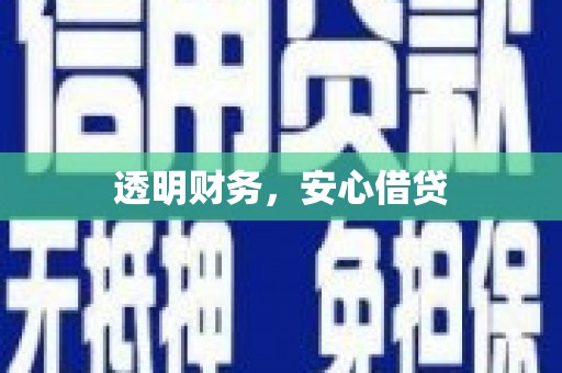 且末透明财务，安心借贷